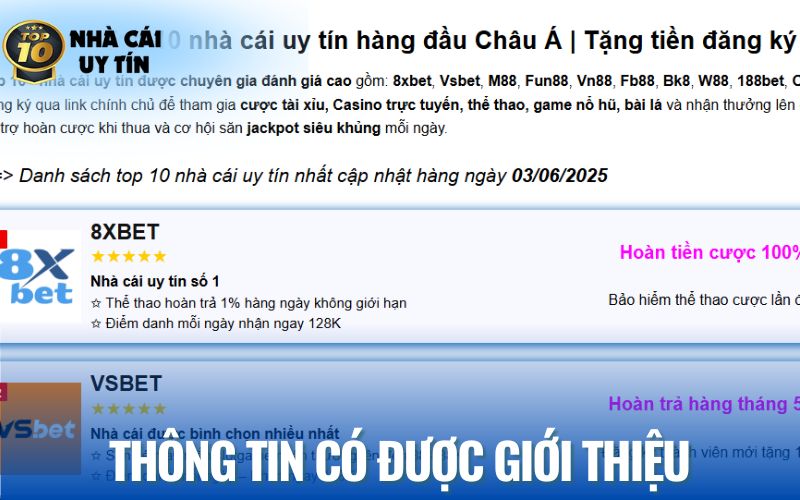 Những thông tin hay được khi giới thiệu nhà cái